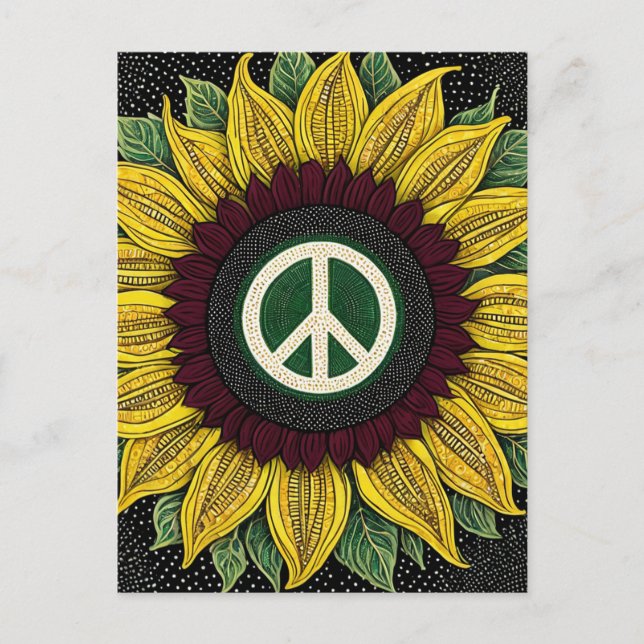 Peace Sign Sunflower Postcard (Front)