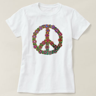 Peace Sign Symbol Flower Colourful Love T-Shirt