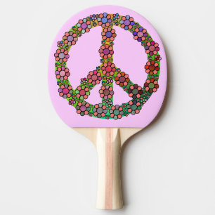 Peace Sign Symbol Flowers Pretty Ping Pong Paddle