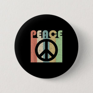Peace Sign Symbol Inspiring Quote Retro Vintage Gr 6 Cm Round Badge