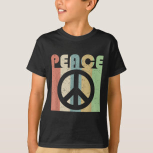 Peace Sign Symbol Inspiring Quote Retro Vintage Gr T-Shirt