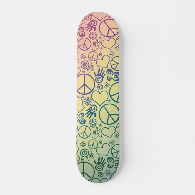 Peace Sign Symbol Rainbow Skateboard (Front)