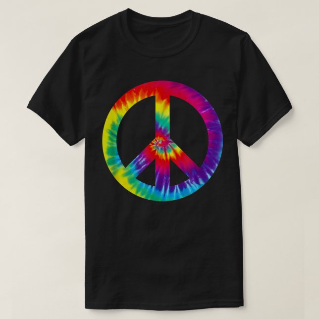 Peace Sign Symbol Tie Dye 60s 70s Shirt Hippie Cos (Design Front)