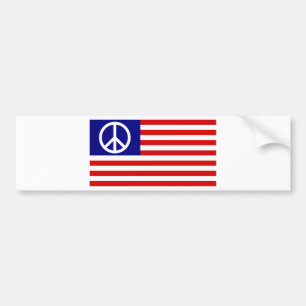 Peace Sign Symbol US Stars & Stripes American Flag Bumper Sticker