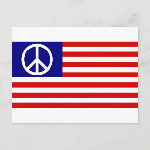 Peace Sign Symbol US Stars & Stripes American Flag Postcard