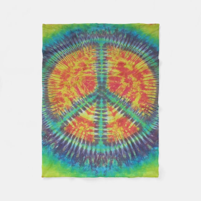 Peace Sign Tie Dye Fleece Blanket (Front)