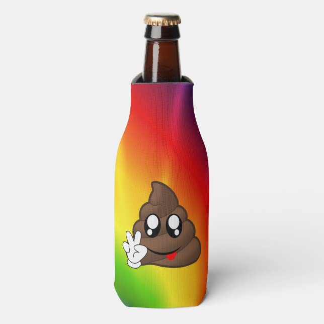 Peace Sign Tie- Dye Poop Emoji Can/bottle Cooler (Bottle Front)