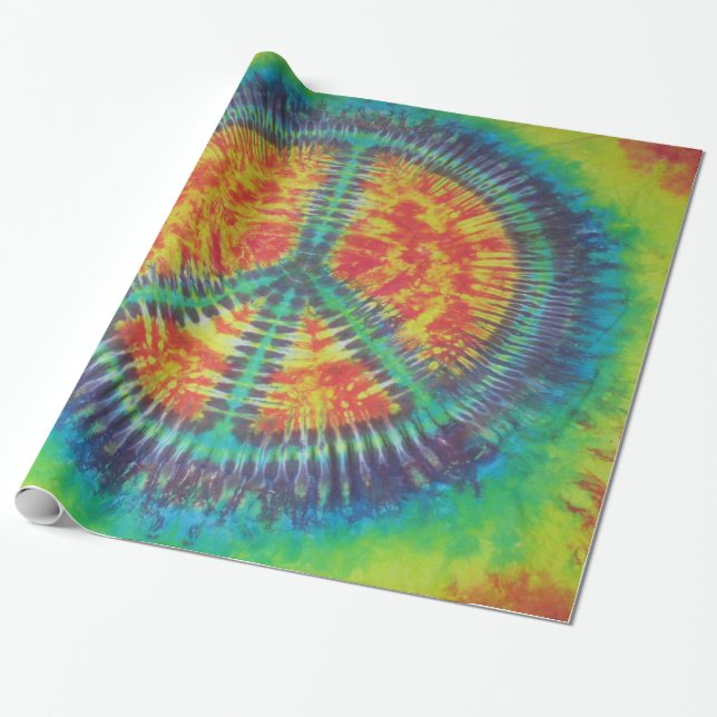 Peace Sign Tie Dye Wrapping Paper (Unrolled)