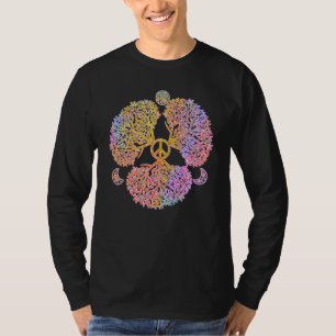 Peace Sign Tree 60's 70's Hippie Life Tie Dye Colo T-Shirt