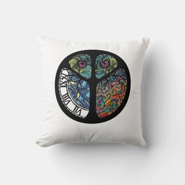 Peace Sign Tree Owl Colourful Design Cushion (Front)