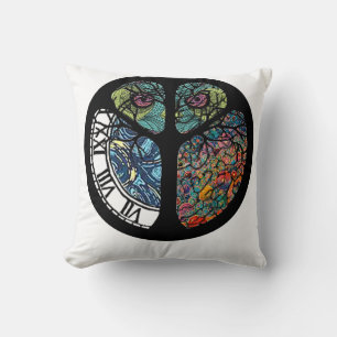 Peace Sign Tree Owl Colourful Design Cushion