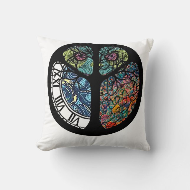 Peace Sign Tree Owl Colourful Design Cushion (Front)