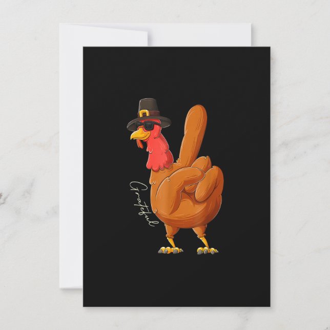 Peace Sign Turkey Grateful Hand Cool Thanksgiving  Invitation (Front)