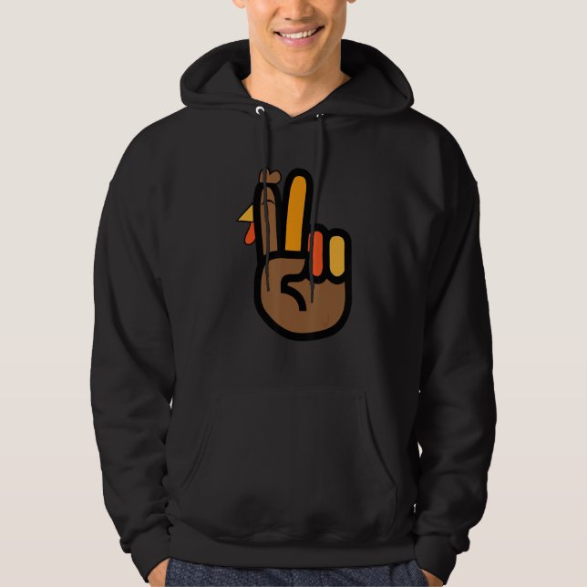 Peace Sign Turkey Hand Cool Thanksgiving Hippie Me Hoodie (Front)