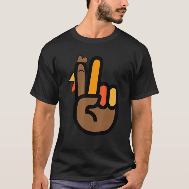 Peace Sign Turkey Hand Cool Thanksgiving Hippie Me T-Shirt (Front)