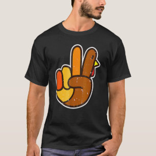 Peace Sign Turkey Hand Cool Thanksgiving Hippie Me T-Shirt