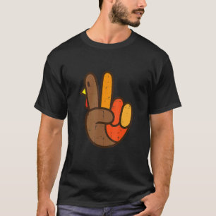 Peace Sign Turkey Hand Cool Thanksgiving Hippie Me T-Shirt