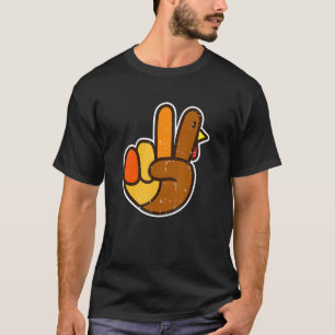 Peace Sign Turkey Hand Cool Thanksgiving Hippie Me T-Shirt