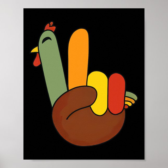 Peace Sign Turkey Hand Funny Thanksgiving Matching (Front)