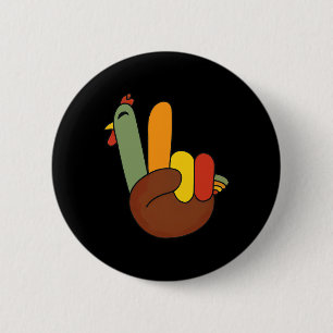 Peace Sign Turkey Hand Funny Thanksgiving Matching 6 Cm Round Badge
