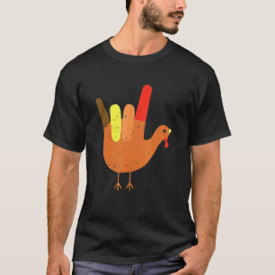 Peace Sign Turkey Language Hand Cool Thanksgiving  T-Shirt
