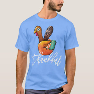 Peace Sign Turkey Thankful Fall Autumn Thanksgivin T-Shirt