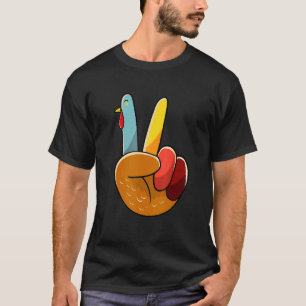 Peace Sign Turkey  Turkey Hand Sign Thanksgiving T-Shirt