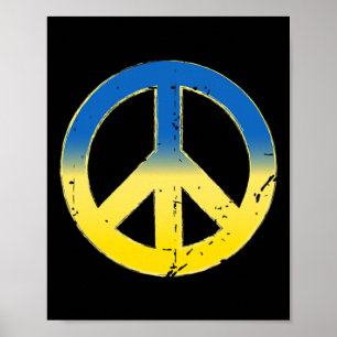Peace Sign Ukraine Colors Retro Vintage Look - Pea