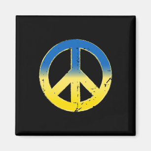 Peace Sign Ukraine Colors Retro Vintage Look - Pea Magnet