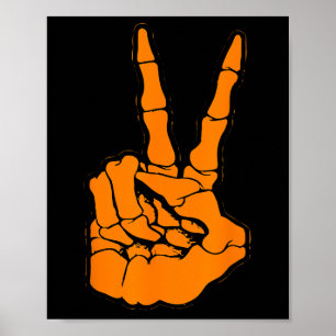 Peace Sign V Fingers Skeleton Cool Graphic Hallowe