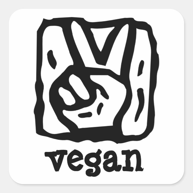 Peace Sign V for Vegan Square Sticker (Front)