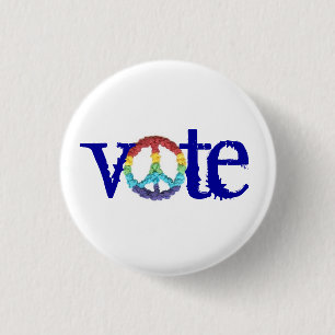 Peace sign vote 3 cm round badge