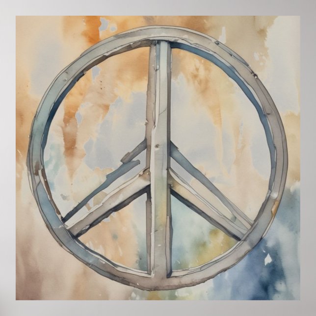Peace Sign Watercolor Painting Art (Front)