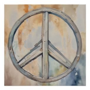 Peace Sign Watercolor Painting Art