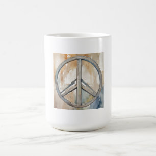 Peace Sign Watercolor Painting Art Coffee Mug