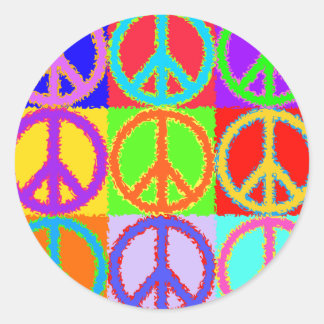 Peace Sign wavy design Classic Round Sticker
