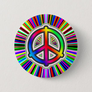 Peace Sign with a Supernova Background  6 Cm Round Badge