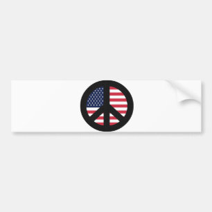 Peace Sign With American Flag Bumper Sticker