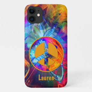 Peace Sign with Bold Colours and Light Streaks iPhone 11 Case
