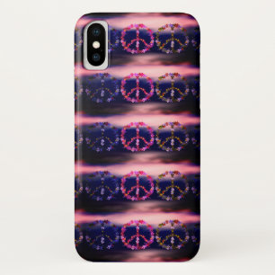Peace sign with colourful flowers iPhone x case