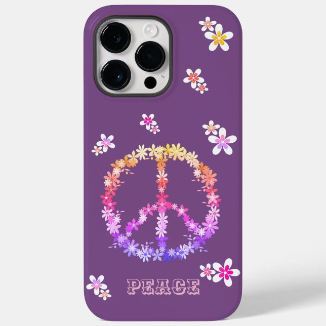 Peace sign with colourful flowers,Personalised  Case-Mate iPhone Case (Back)