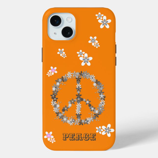 Peace sign with colourful flowers,Personalised  Case-Mate iPhone Case (Back)