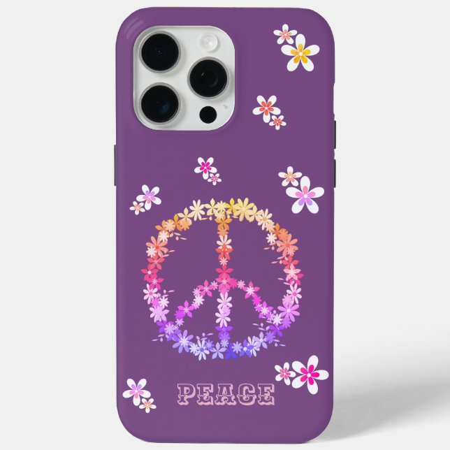 Peace sign with colourful flowers,Personalised  Case-Mate iPhone Case (Back)
