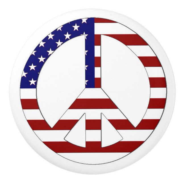 Peace sign with flag ceramic knob (Front)