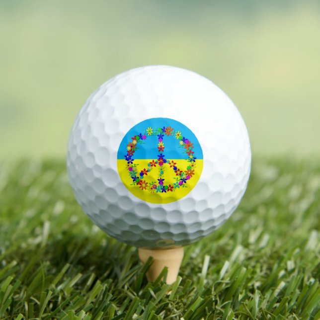 Peace sign with flowers,ukrainian flag  golf balls (Insitu Tee)