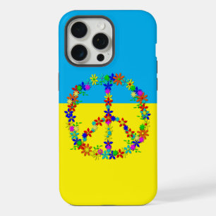 Peace sign with flowers,ukrainian flag iPhone 15 pro max case