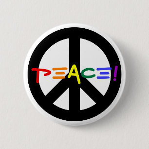 Peace Sign with Rainbow 6 Cm Round Badge