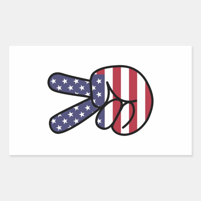 Peace sign with stars and stripes rectangular sticker (Front)