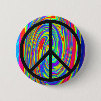 Peace Sign With Trippy Tye Dye 6 Cm Round Badge