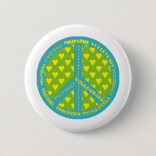 Peace Sign with Volleyball in Frame 6 Cm Round Badge